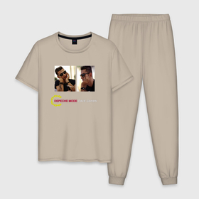 Мужская пижама хлопок с принтом Depeche Mode   Dave Gahan Faces в Санкт-Петербурге, 100% хлопок | брюки и футболка прямого кроя, без карманов, на брюках мягкая резинка на поясе и по низу штанин
 | 