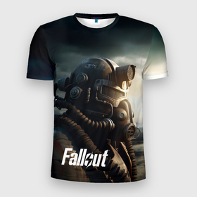 Мужская футболка 3D Slim с принтом Fallout  man game в Белгороде, 100% полиэстер с улучшенными характеристиками | приталенный силуэт, круглая горловина, широкие плечи, сужается к линии бедра | 