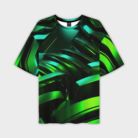 Мужская футболка oversize 3D с принтом Dark  green abstract в Тюмени,  |  | 