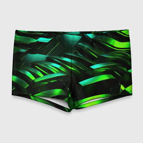 Мужские купальные плавки 3D с принтом Dark  green abstract в Тюмени, Полиэстер 85%, Спандекс 15% |  | 