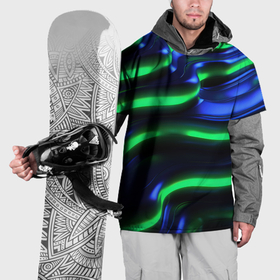 Накидка на куртку 3D с принтом Green blue  lines в Новосибирске, 100% полиэстер |  | Тематика изображения на принте: 