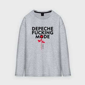 Мужской лонгслив oversize хлопок с принтом Depeche Mode   Rose mode white в Петрозаводске,  |  | Тематика изображения на принте: 