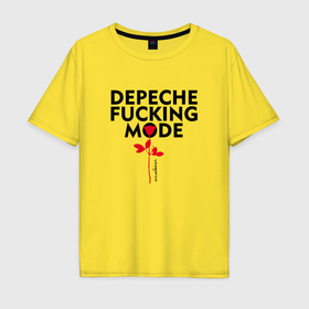 Мужская футболка хлопок Oversize с принтом Depeche Mode   Rose mode white в Санкт-Петербурге, 100% хлопок | свободный крой, круглый ворот, “спинка” длиннее передней части | 