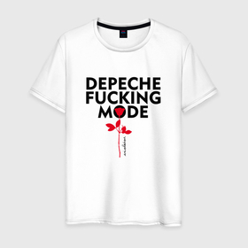 Мужская футболка хлопок с принтом Depeche Mode   Rose mode white в Новосибирске, 100% хлопок | прямой крой, круглый вырез горловины, длина до линии бедер, слегка спущенное плечо. | 