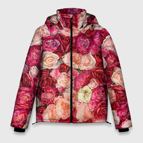 Мужская зимняя куртка 3D с принтом Разноцветные розы в Тюмени, верх — 100% полиэстер; подкладка — 100% полиэстер; утеплитель — 100% полиэстер | длина ниже бедра, свободный силуэт Оверсайз. Есть воротник-стойка, отстегивающийся капюшон и ветрозащитная планка. 

Боковые карманы с листочкой на кнопках и внутренний карман на молнии. | Тематика изображения на принте: 