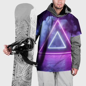 Накидка на куртку 3D с принтом Неоновый треугольник  в неоновом дыму в Тюмени, 100% полиэстер |  | 