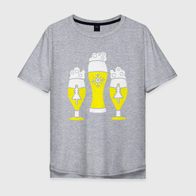 Мужская футболка хлопок Oversize с принтом New year beer в Белгороде, 100% хлопок | свободный крой, круглый ворот, “спинка” длиннее передней части | 