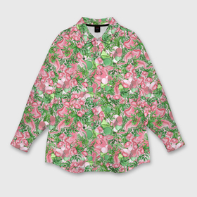 Женская рубашка oversize 3D с принтом Цветы шиповника абстрактные в Белгороде,  |  | 