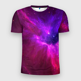 Мужская футболка 3D Slim с принтом Бескрайнее космическое пространство   галактика в Екатеринбурге, 100% полиэстер с улучшенными характеристиками | приталенный силуэт, круглая горловина, широкие плечи, сужается к линии бедра | 