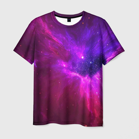 Мужская футболка 3D с принтом Бескрайнее космическое пространство   галактика , 100% полиэфир | прямой крой, круглый вырез горловины, длина до линии бедер | 