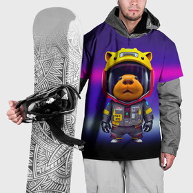 Накидка на куртку 3D с принтом Baby capybara   cyberpunk в Петрозаводске, 100% полиэстер |  | Тематика изображения на принте: 