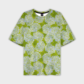 Мужская футболка oversize 3D с принтом Гортензии в зелени в Тюмени,  |  | 