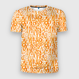 Мужская футболка 3D Slim с принтом Леопардовый яркий принт в Новосибирске, 100% полиэстер с улучшенными характеристиками | приталенный силуэт, круглая горловина, широкие плечи, сужается к линии бедра | 