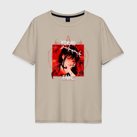 Мужская футболка хлопок Oversize с принтом Anime girl fake в Кировске, 100% хлопок | свободный крой, круглый ворот, “спинка” длиннее передней части | 