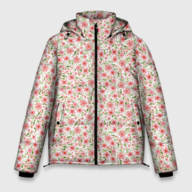Мужская зимняя куртка 3D с принтом Розовые акварельные цветочки в Белгороде, верх — 100% полиэстер; подкладка — 100% полиэстер; утеплитель — 100% полиэстер | длина ниже бедра, свободный силуэт Оверсайз. Есть воротник-стойка, отстегивающийся капюшон и ветрозащитная планка. 

Боковые карманы с листочкой на кнопках и внутренний карман на молнии. | Тематика изображения на принте: 