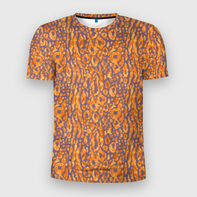 Мужская футболка 3D Slim с принтом Леопардовые пятна на сиреневом в Петрозаводске, 100% полиэстер с улучшенными характеристиками | приталенный силуэт, круглая горловина, широкие плечи, сужается к линии бедра | 
