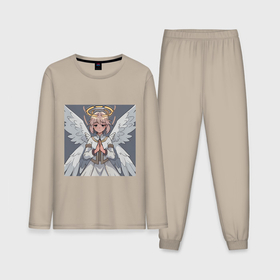 Мужская пижама с лонгсливом хлопок с принтом Усталый ангел в Санкт-Петербурге,  |  | Тематика изображения на принте: 