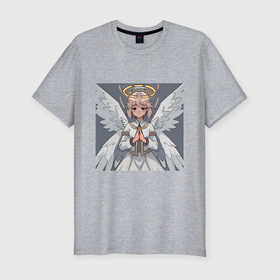 Мужская футболка хлопок Slim с принтом Усталый ангел в Екатеринбурге, 92% хлопок, 8% лайкра | приталенный силуэт, круглый вырез ворота, длина до линии бедра, короткий рукав | 