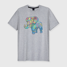 Мужская футболка хлопок Slim с принтом Beautiful elephant в Белгороде, 92% хлопок, 8% лайкра | приталенный силуэт, круглый вырез ворота, длина до линии бедра, короткий рукав | 