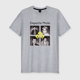 Мужская футболка хлопок Slim с принтом Depeche Mode   DM retro в Санкт-Петербурге, 92% хлопок, 8% лайкра | приталенный силуэт, круглый вырез ворота, длина до линии бедра, короткий рукав | Тематика изображения на принте: 