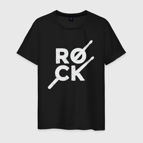 Мужская футболка хлопок с принтом Rock drummer в Петрозаводске, 100% хлопок | прямой крой, круглый вырез горловины, длина до линии бедер, слегка спущенное плечо. | 