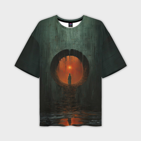 Мужская футболка oversize 3D с принтом Подземный храм ,  |  | 