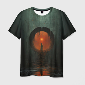 Мужская футболка 3D с принтом Подземный храм , 100% полиэфир | прямой крой, круглый вырез горловины, длина до линии бедер | 