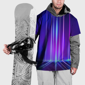 Накидка на куртку 3D с принтом Neon glow   vaporwave   strips в Тюмени, 100% полиэстер |  | 
