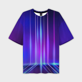 Мужская футболка oversize 3D с принтом Neon glow   vaporwave   strips ,  |  | 