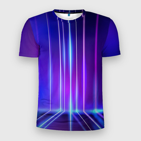 Мужская футболка 3D Slim с принтом Neon glow   vaporwave   strips , 100% полиэстер с улучшенными характеристиками | приталенный силуэт, круглая горловина, широкие плечи, сужается к линии бедра | Тематика изображения на принте: 