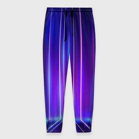 Мужские брюки 3D с принтом Neon glow   vaporwave   strips , 100% полиэстер | манжеты по низу, эластичный пояс регулируется шнурком, по бокам два кармана без застежек, внутренняя часть кармана из мелкой сетки | Тематика изображения на принте: 