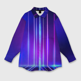 Женская рубашка oversize 3D с принтом Neon glow   vaporwave   strips в Санкт-Петербурге,  |  | 