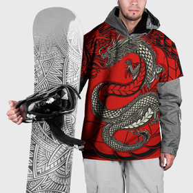 Накидка на куртку 3D с принтом Красный дракон символ года в Кировске, 100% полиэстер |  | 