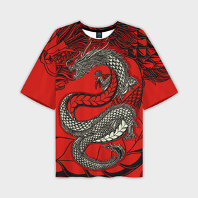 Мужская футболка oversize 3D с принтом Красный дракон символ года в Кировске,  |  | 