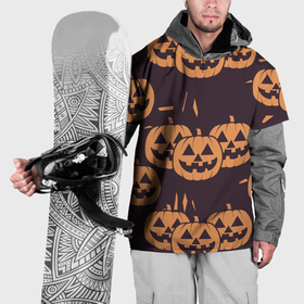 Накидка на куртку 3D с принтом Фонарь джек в грандж стиле halloween тыква cartoon , 100% полиэстер |  | 