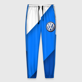 Мужские брюки 3D с принтом Volkswagen   голубые линии в Кировске, 100% полиэстер | манжеты по низу, эластичный пояс регулируется шнурком, по бокам два кармана без застежек, внутренняя часть кармана из мелкой сетки | 