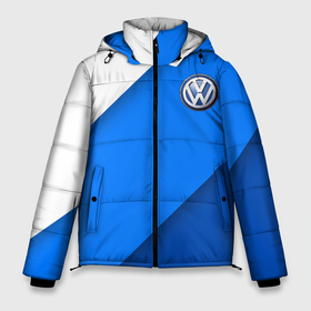 Мужская зимняя куртка 3D с принтом Volkswagen   голубые линии в Екатеринбурге, верх — 100% полиэстер; подкладка — 100% полиэстер; утеплитель — 100% полиэстер | длина ниже бедра, свободный силуэт Оверсайз. Есть воротник-стойка, отстегивающийся капюшон и ветрозащитная планка. 

Боковые карманы с листочкой на кнопках и внутренний карман на молнии. | Тематика изображения на принте: 