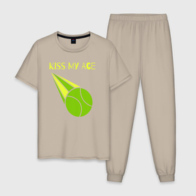 Мужская пижама хлопок с принтом Tennis ace в Тюмени, 100% хлопок | брюки и футболка прямого кроя, без карманов, на брюках мягкая резинка на поясе и по низу штанин
 | 