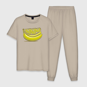 Мужская пижама хлопок с принтом Fresh banana в Кировске, 100% хлопок | брюки и футболка прямого кроя, без карманов, на брюках мягкая резинка на поясе и по низу штанин
 | Тематика изображения на принте: 