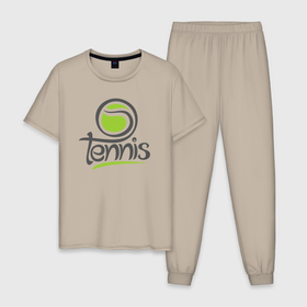 Мужская пижама хлопок с принтом Tennis ball в Тюмени, 100% хлопок | брюки и футболка прямого кроя, без карманов, на брюках мягкая резинка на поясе и по низу штанин
 | 