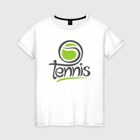 Женская футболка хлопок с принтом Tennis ball в Тюмени, 100% хлопок | прямой крой, круглый вырез горловины, длина до линии бедер, слегка спущенное плечо | 