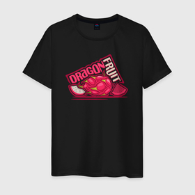Мужская футболка хлопок с принтом Драконий фрукт в Кировске, 100% хлопок | прямой крой, круглый вырез горловины, длина до линии бедер, слегка спущенное плечо. | Тематика изображения на принте: 