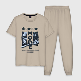 Мужская пижама хлопок с принтом Depeche Mode   Blasphemous rumours somebody , 100% хлопок | брюки и футболка прямого кроя, без карманов, на брюках мягкая резинка на поясе и по низу штанин
 | 