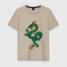 Мужская футболка хлопок с принтом Green dragon 2024 в Новосибирске, 100% хлопок | прямой крой, круглый вырез горловины, длина до линии бедер, слегка спущенное плечо. | 