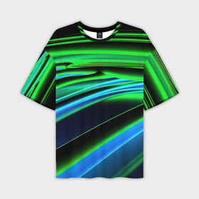 Мужская футболка oversize 3D с принтом Green black  abstract ,  |  | 