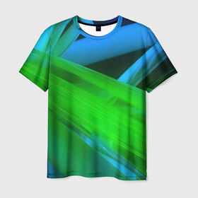 Мужская футболка 3D с принтом Blue  green  abstract , 100% полиэфир | прямой крой, круглый вырез горловины, длина до линии бедер | Тематика изображения на принте: 