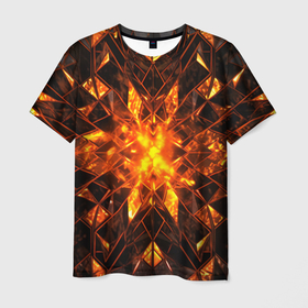 Мужская футболка 3D с принтом Огненная   абстракция в Белгороде, 100% полиэфир | прямой крой, круглый вырез горловины, длина до линии бедер | 