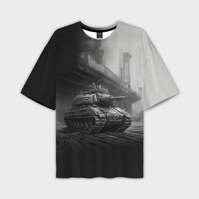 Мужская футболка oversize 3D с принтом Мощный танк в Тюмени,  |  | 