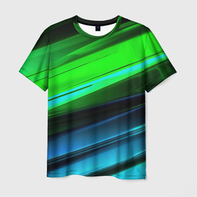 Мужская футболка 3D с принтом Зеленая    абстракция в Кировске, 100% полиэфир | прямой крой, круглый вырез горловины, длина до линии бедер | 