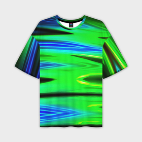Мужская футболка oversize 3D с принтом Green  blut geometry в Курске,  |  | 